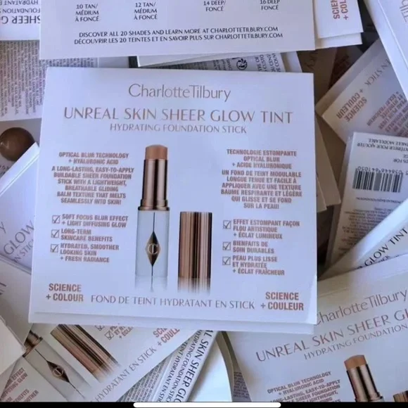 🔅5/$20 2- CHARLOTTE TILBURY “UNREAL SKIN” : SHEER GLOW TINT STICK 8 COLOR CARD - Picture 3 of 3